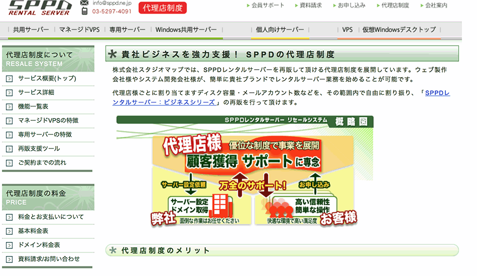 SPPDレンタルサーバー代理店募集要項のスクリーンショット